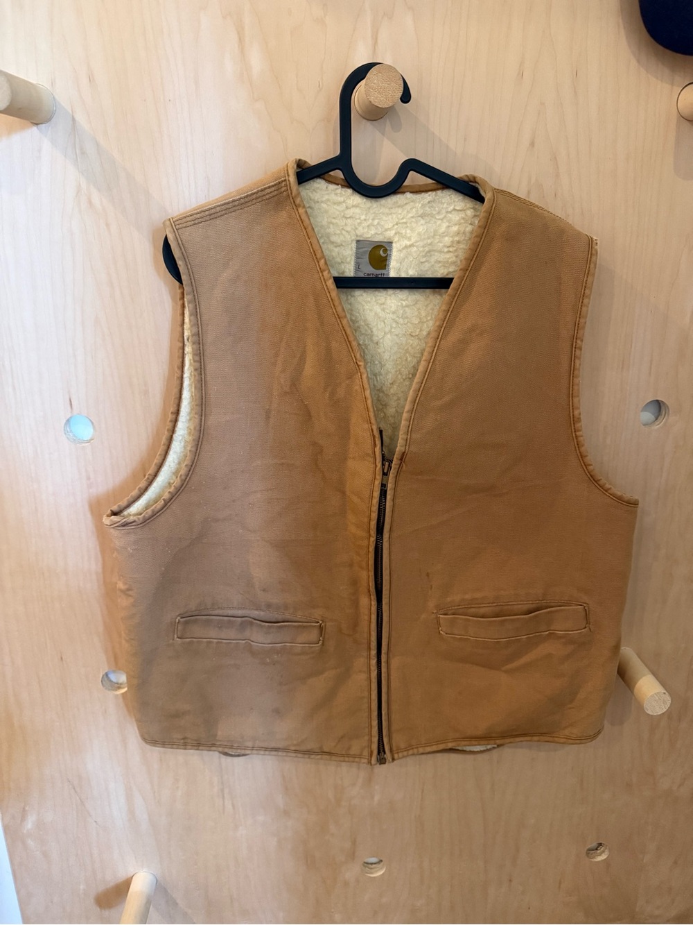 Carhartt Tan Sherpa-Lined Canvas Vest